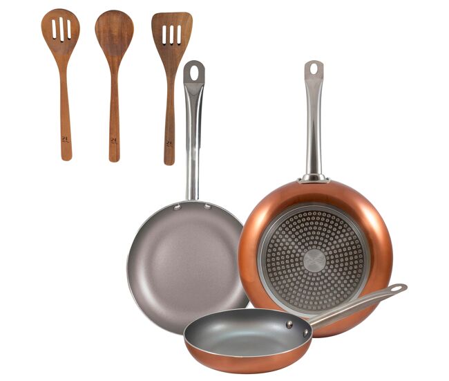 Set de frigideiras san ignacio de 3 peças + set de utensílios