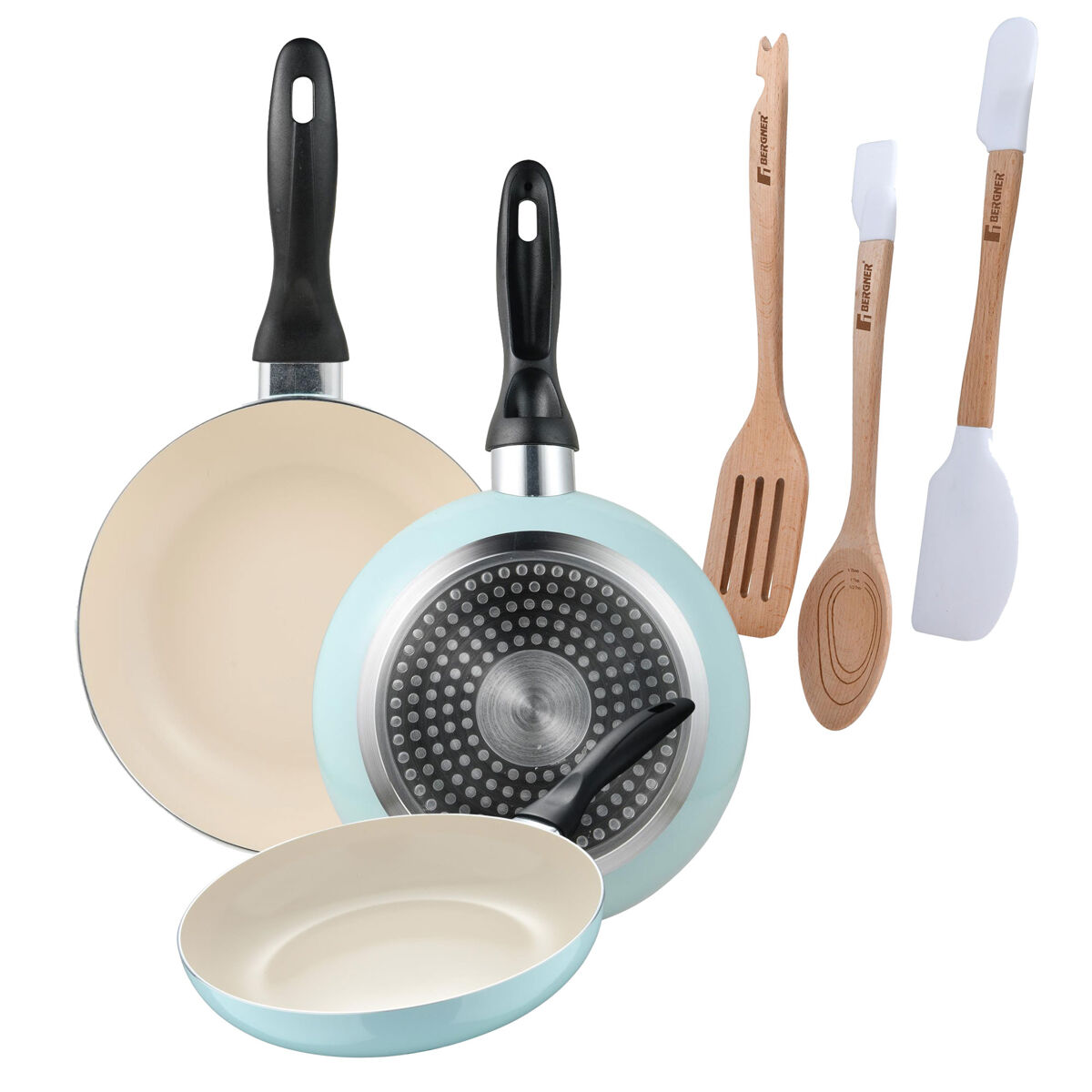 Set de frigideiras san ignacio de 3 peças + set de utensílios
