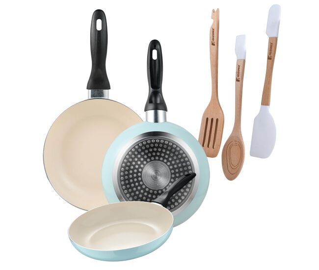Set de frigideiras san ignacio de 3 peças + set de utensílios