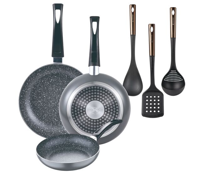 Set de frigideiras san ignacio de 3 peças + set de utensílios