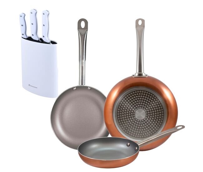 Set de frigideiras san ignacio de 3 peças + set de facas