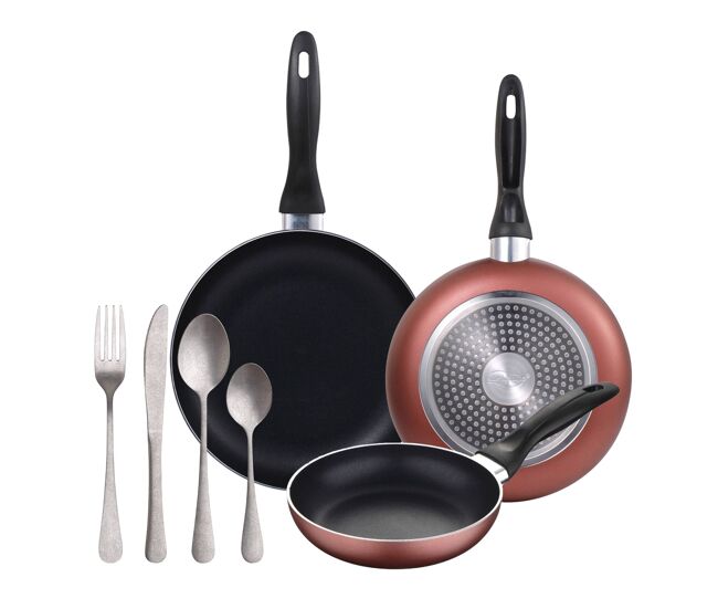 Set de frigideiras san ignacio com 3 peças + 16 talheres