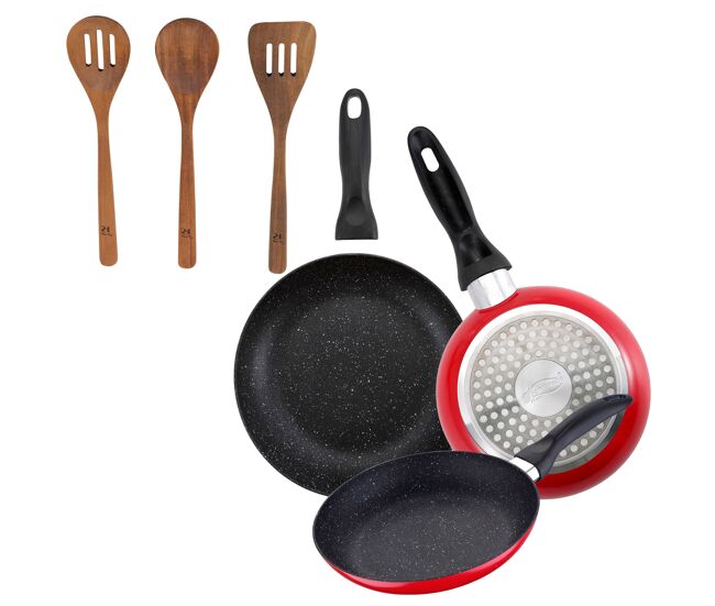 Set de frigideiras san ignacio de 3 peças + set de utensílios