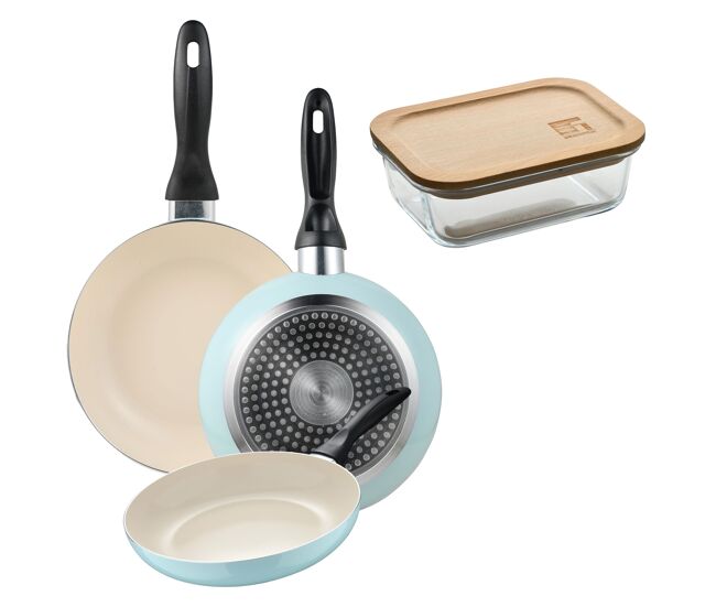 Set de frigideiras san ignacio de 3 peças + recipiente hermético