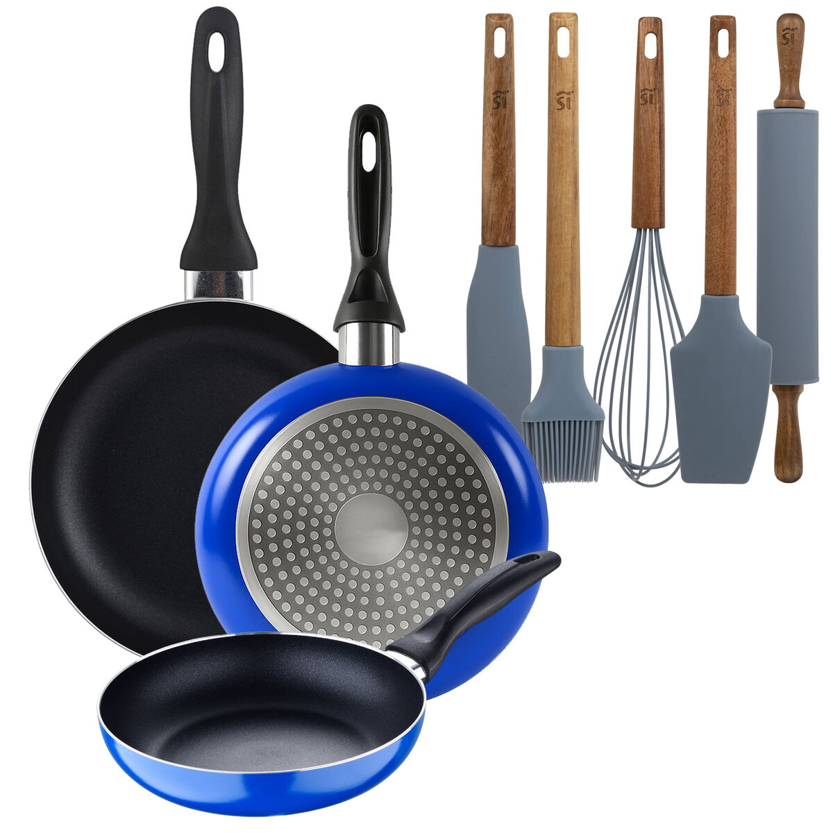 Set de frigideiras san ignacio com 3 peças + set de utensílios