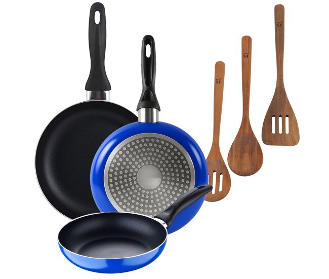 Set de frigideiras san ignacio de 3 peças + set de utensílios
