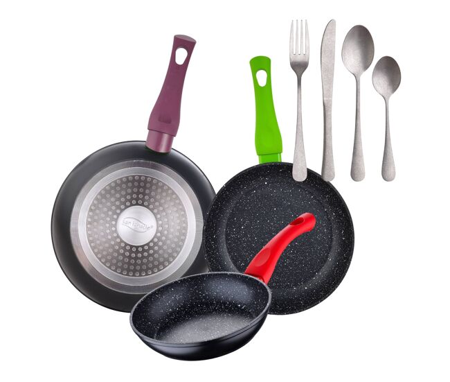 Set de frigideiras san ignacio com 3 peças + 16 talheres