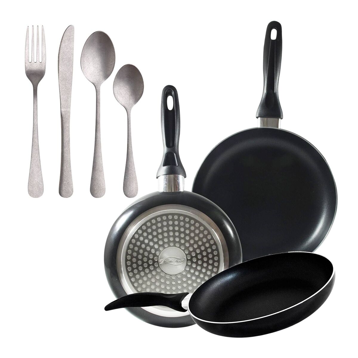Set de frigideiras san ignacio com 3 peças + 16 talheres