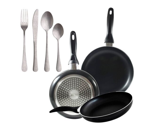 Set de frigideiras san ignacio com 3 peças + 16 talheres