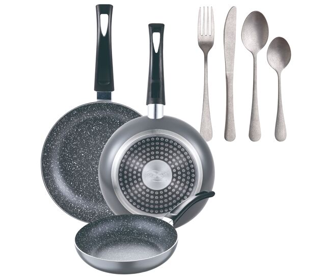 Set de frigideiras san ignacio com 3 peças + 16 talheres