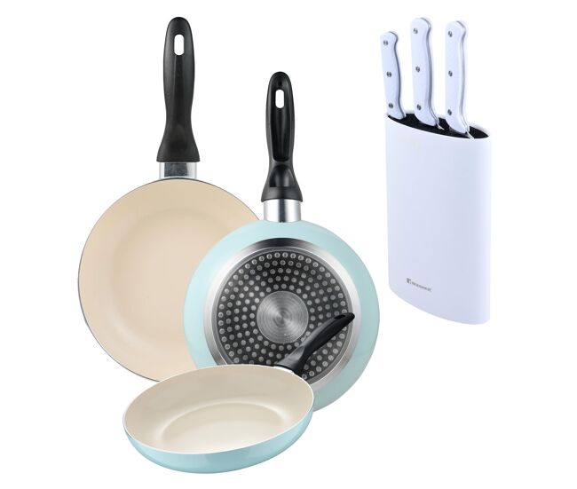 Set de frigideiras san ignacio de 3 peças + set de facas