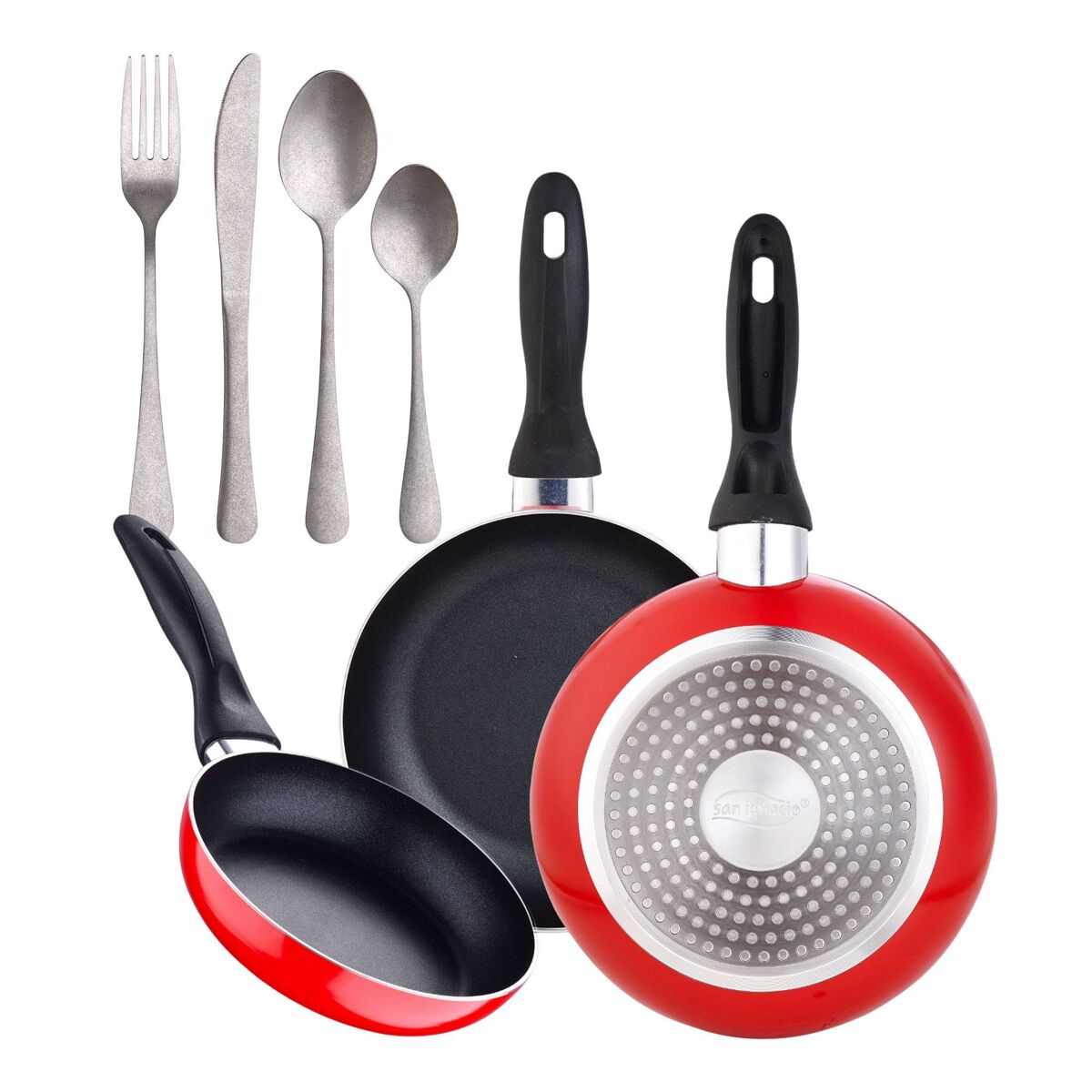 Set de frigideiras san ignacio com 3 peças + 16 talheres