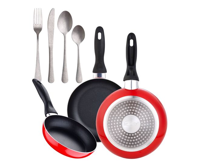 Set de frigideiras san ignacio com 3 peças + 16 talheres