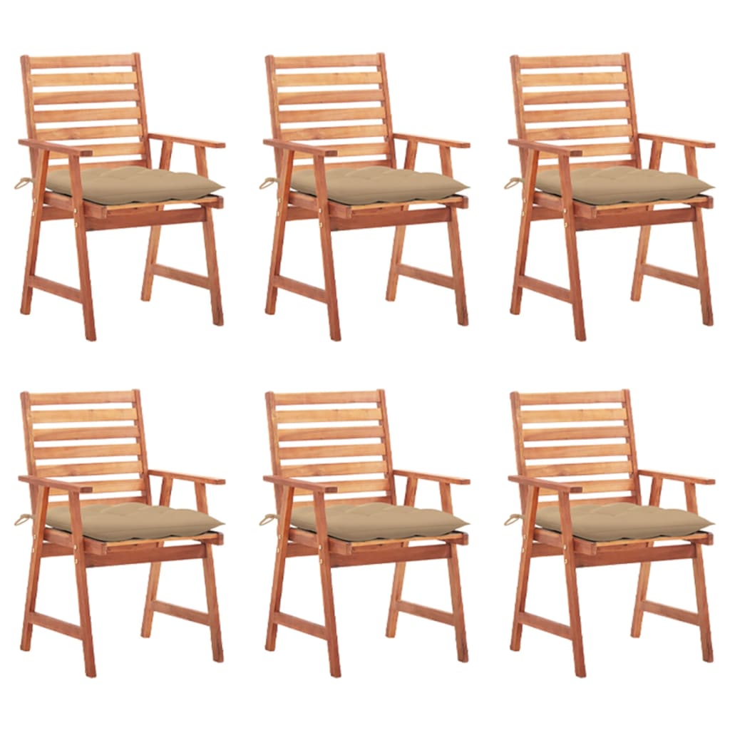 Cadeiras de jantar p/ jardim - cadeiras de exterior 6 pcs c/ almofadões acácia maciça