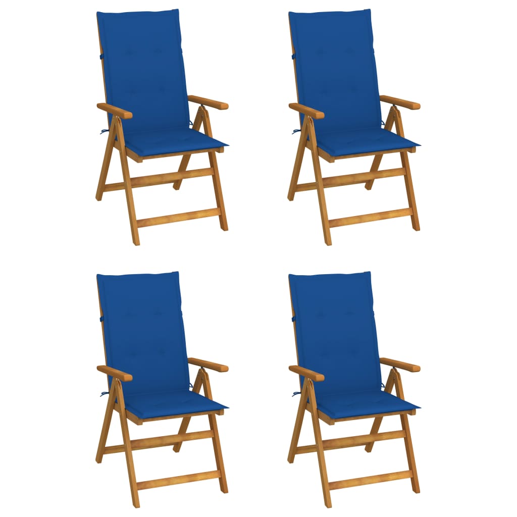 Cadeiras jardim - cadeiras exterior reclináveis c/ almofadões 4 pcs acácia maciça
