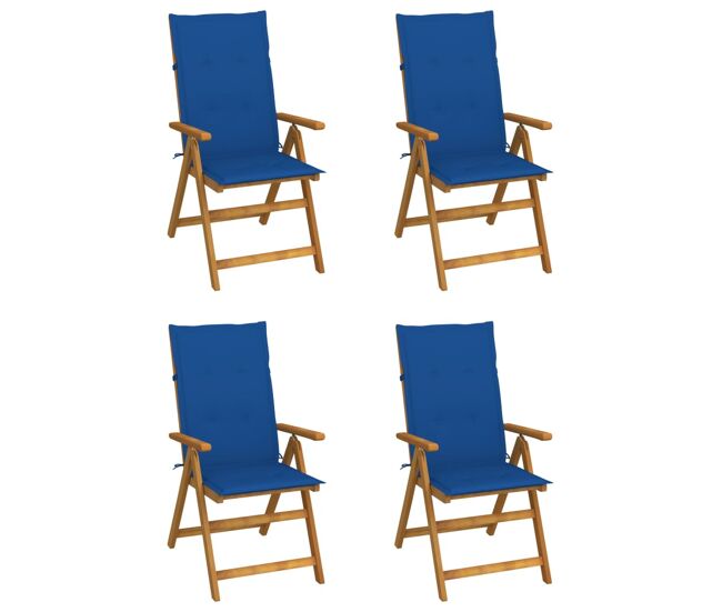 Cadeiras jardim - cadeiras exterior reclináveis c/ almofadões 4 pcs acácia maciça