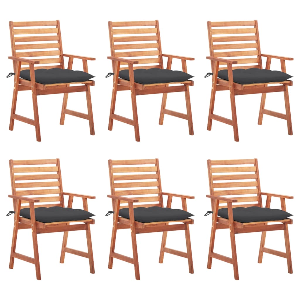 Cadeiras de jantar p/ jardim - cadeiras de exterior 6 pcs c/ almofadões acácia maciça