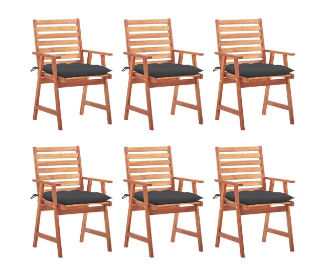 Cadeiras de jantar p/ jardim - cadeiras de exterior 6 pcs c/ almofadões acácia maciça