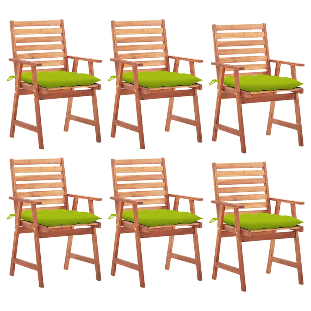 Cadeiras de jantar p/ jardim - cadeiras de exterior 6 pcs c/ almofadões acácia maciça