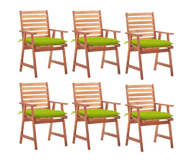 Cadeiras de jantar p/ jardim - cadeiras de exterior 6 pcs c/ almofadões acácia maciça