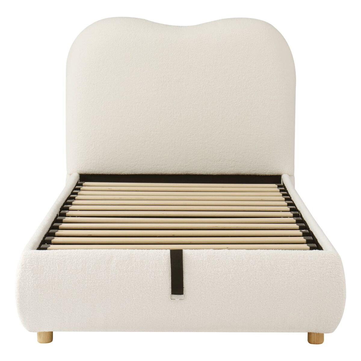 Cama individual 90x200 cm - funcional com arrumação e cabeceira estofada - bege