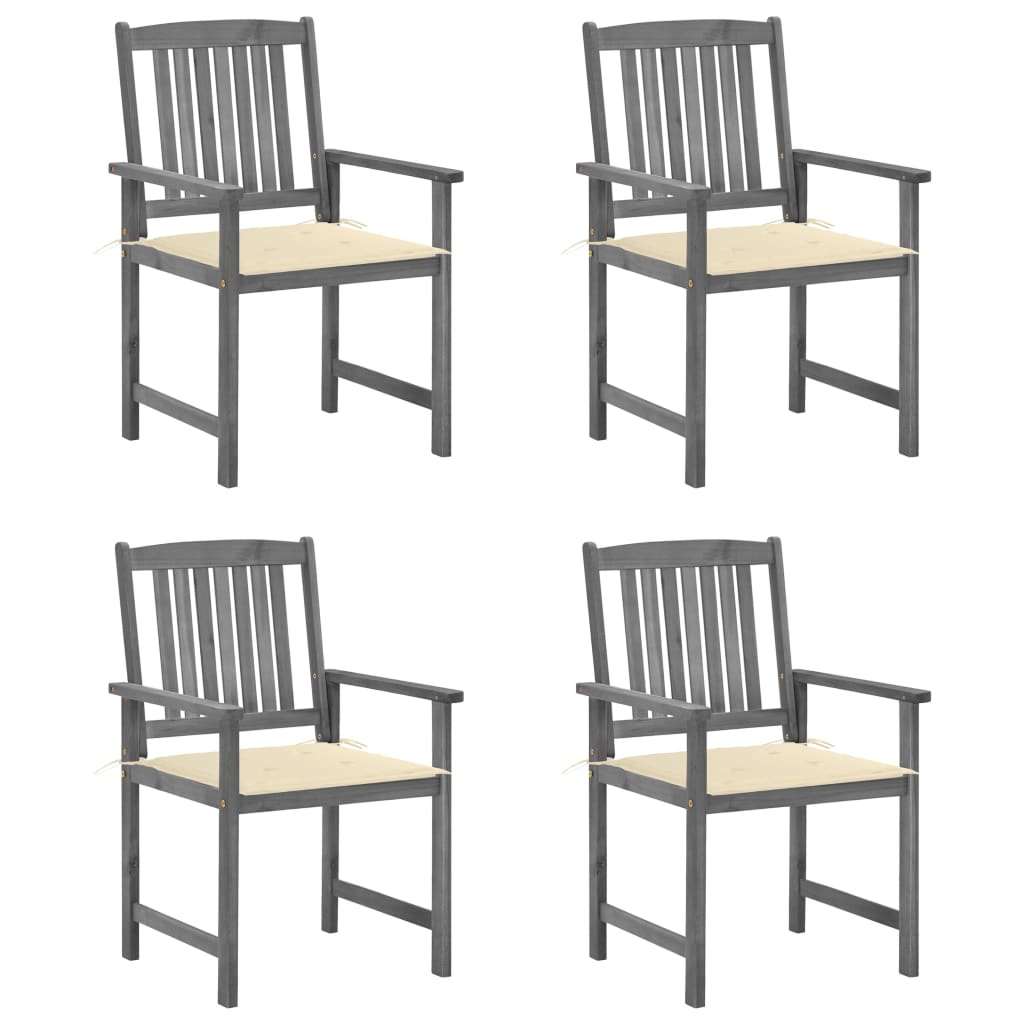 Cadeiras de jardim - cadeiras de exterior com almofadões 4 pcs acácia maciça cinza