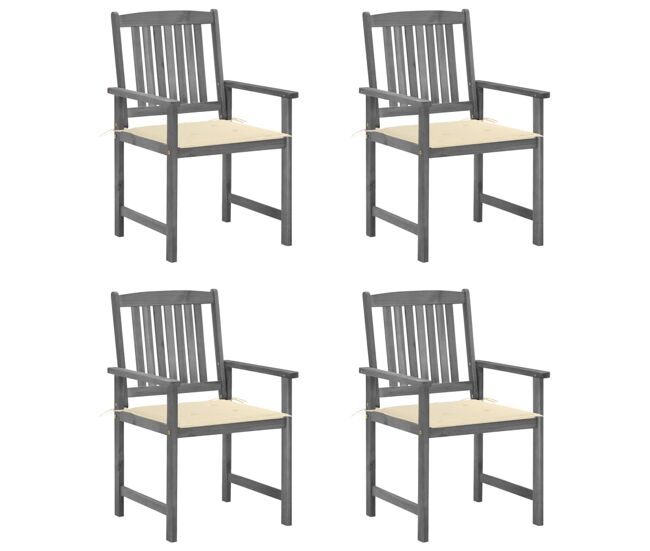 Cadeiras de jardim - cadeiras de exterior com almofadões 4 pcs acácia maciça cinza