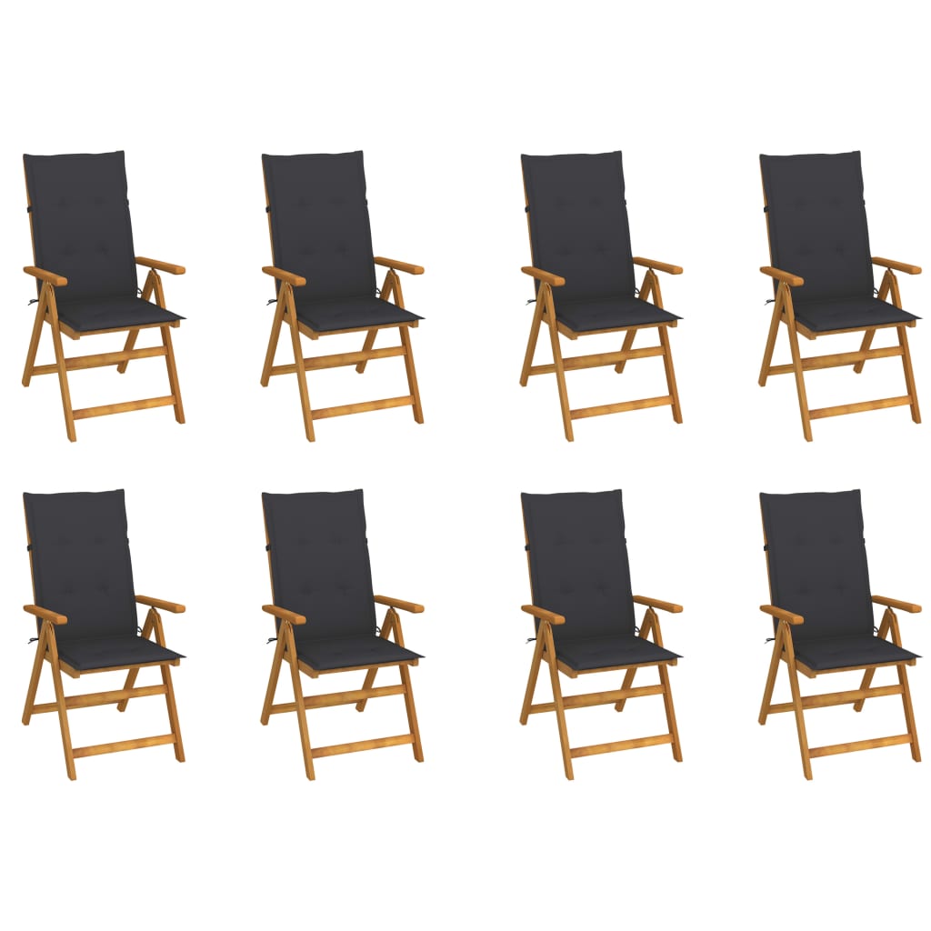 Cadeiras de jardim - cadeiras de exterior dobráveis c/ almofadões 8 pcs acácia maciça