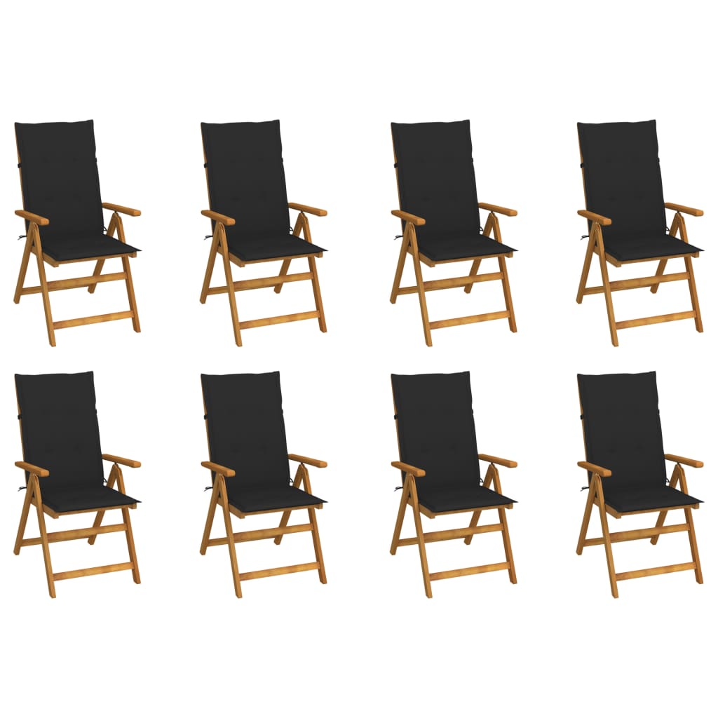 Cadeiras de jardim - cadeiras de exterior dobráveis c/ almofadões 8 pcs acácia maciça