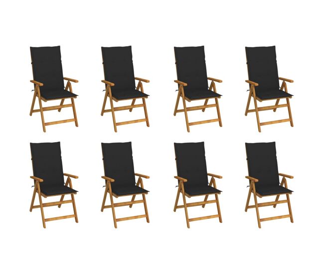 Cadeiras de jardim - cadeiras de exterior dobráveis c/ almofadões 8 pcs acácia maciça