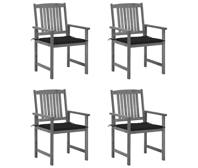Cadeiras de jardim - cadeiras de exterior com almofadões 4 pcs acácia maciça cinza