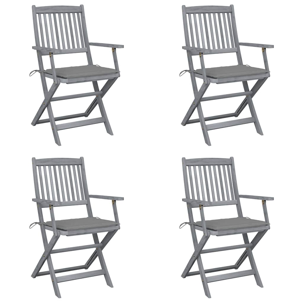 Cadeiras exterior - cadeiras de jardim dobráveis c/ almofadões 4 pcs acácia maciça