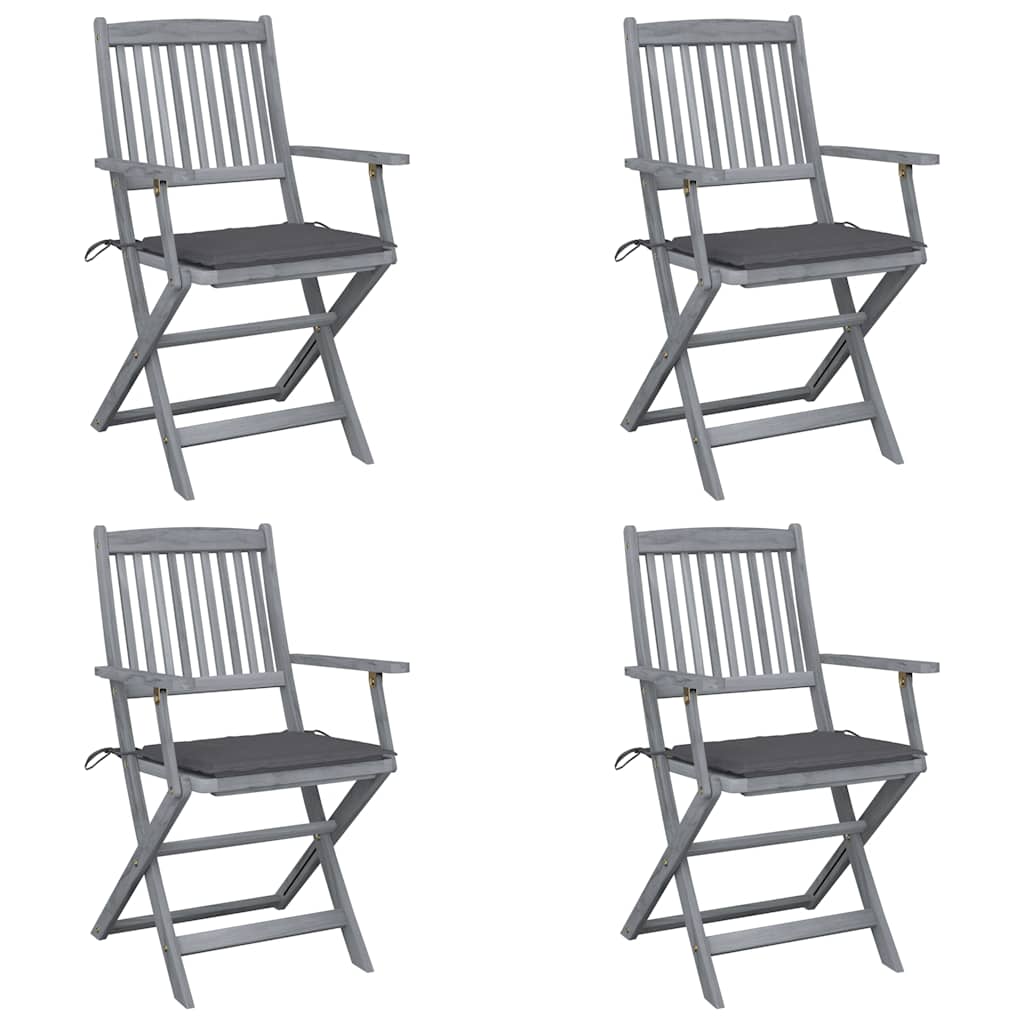 Cadeiras exterior - cadeiras de jardim dobráveis c/ almofadões 4 pcs acácia maciça