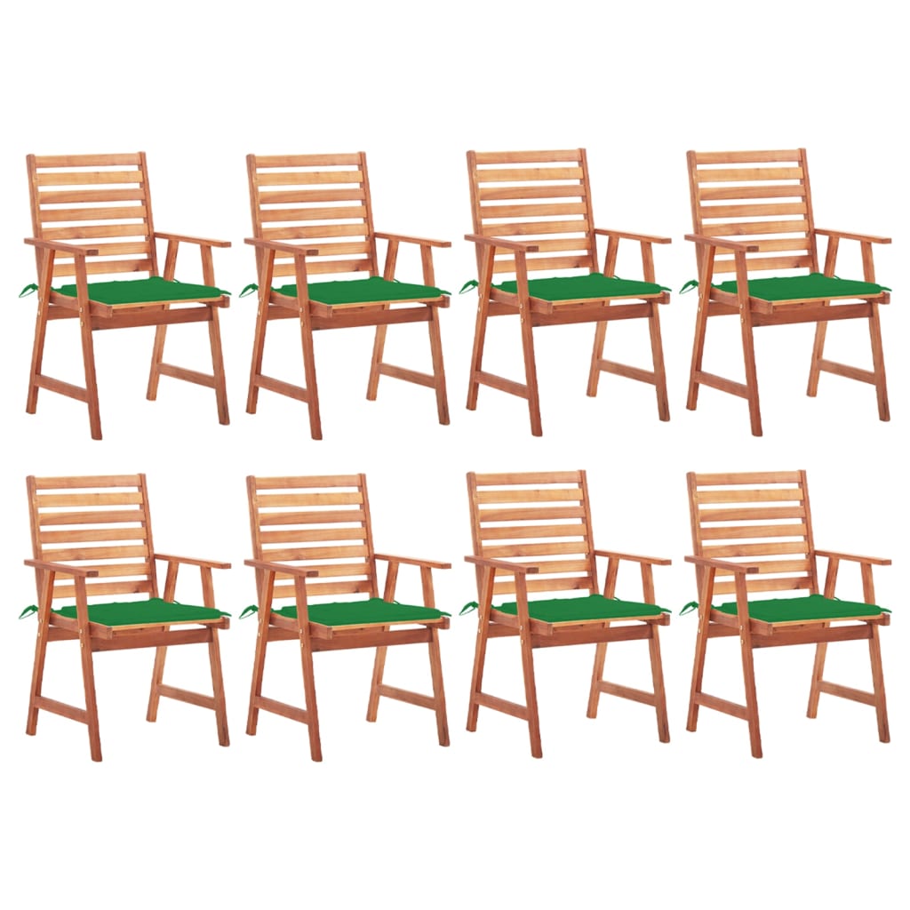 Cadeiras de jantar p/ jardim - cadeiras de exterior 8 pcs c/ almofadões acácia maciça