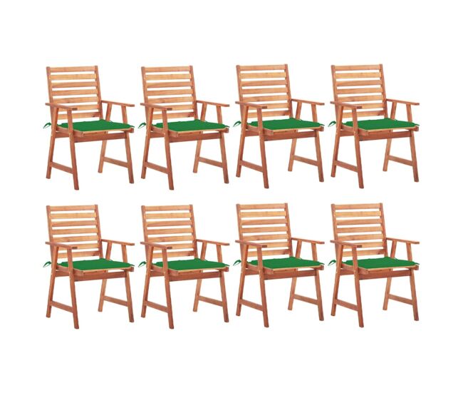 Cadeiras de jantar p/ jardim - cadeiras de exterior 8 pcs c/ almofadões acácia maciça