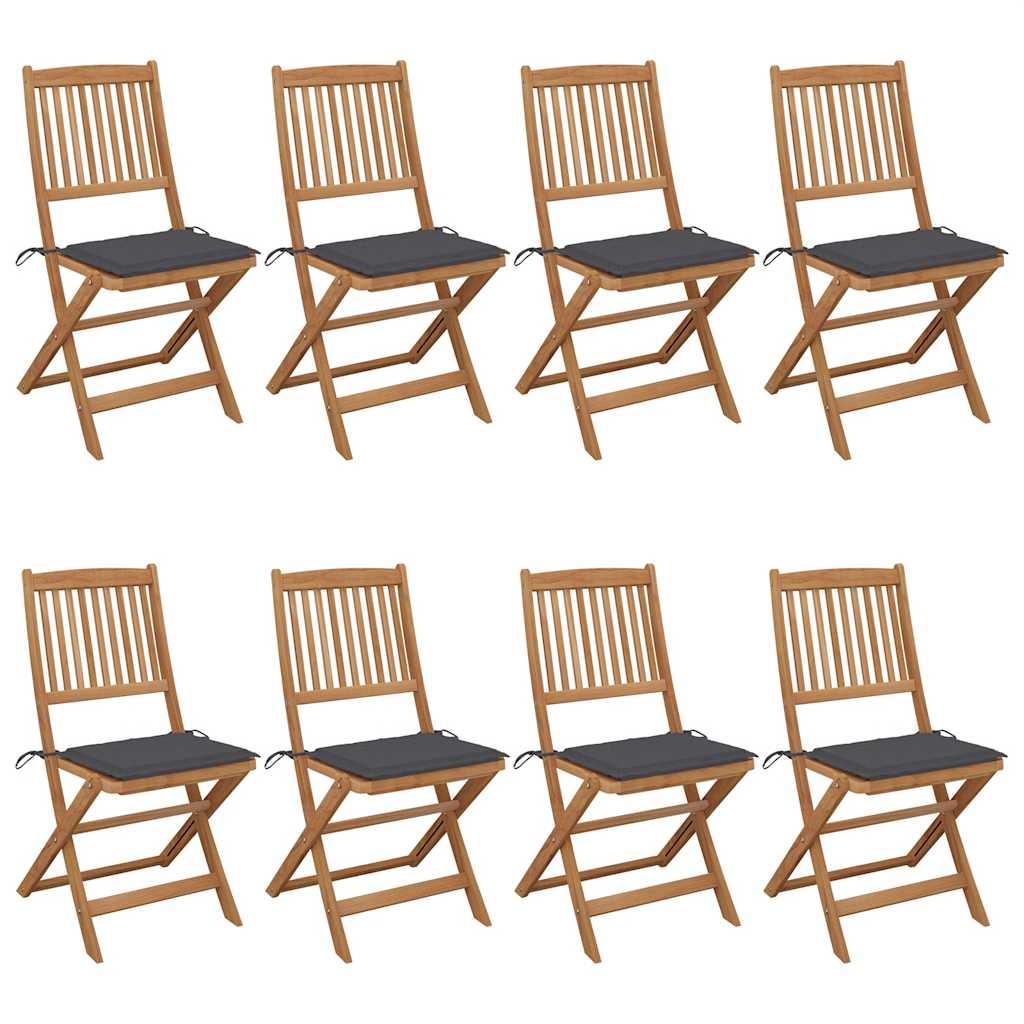 Cadeiras de jardim - cadeiras de exterior dobráveis 8 pcs c/ almofadões acácia maciça