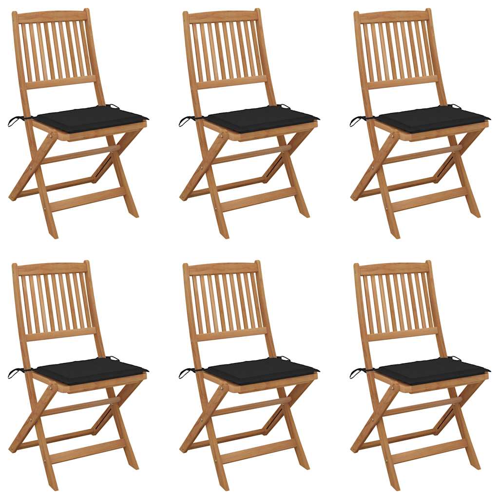 Cadeiras de jardim - cadeiras de exterior dobráveis c/ almofadões 6 pcs acácia maciça