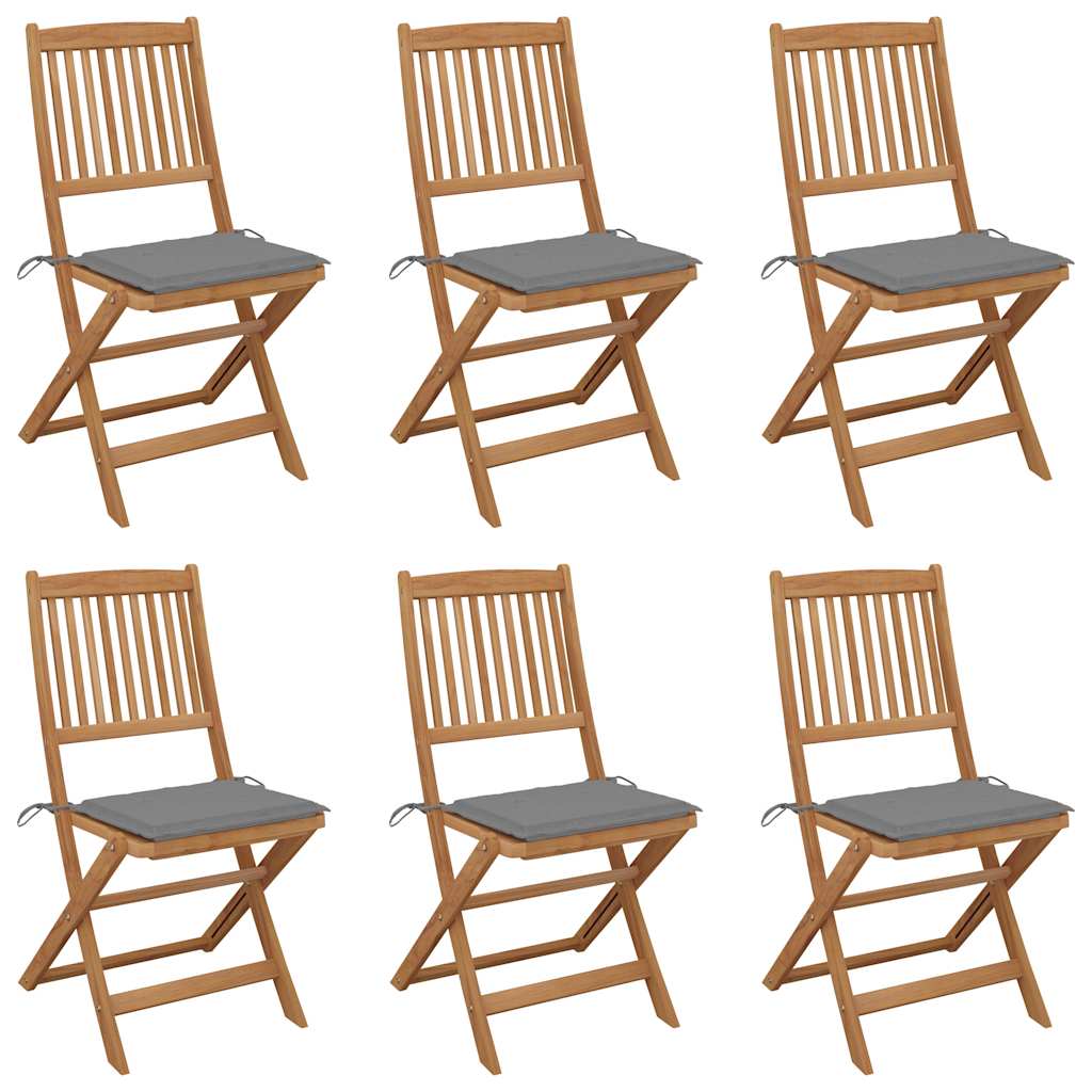 Cadeiras de jardim - cadeiras de exterior dobráveis c/ almofadões 6 pcs acácia maciça