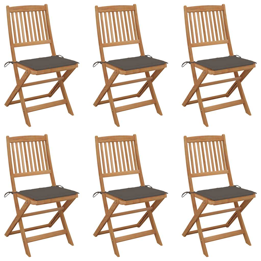 Cadeiras de jardim - cadeiras de exterior dobráveis c/ almofadões 6 pcs acácia maciça