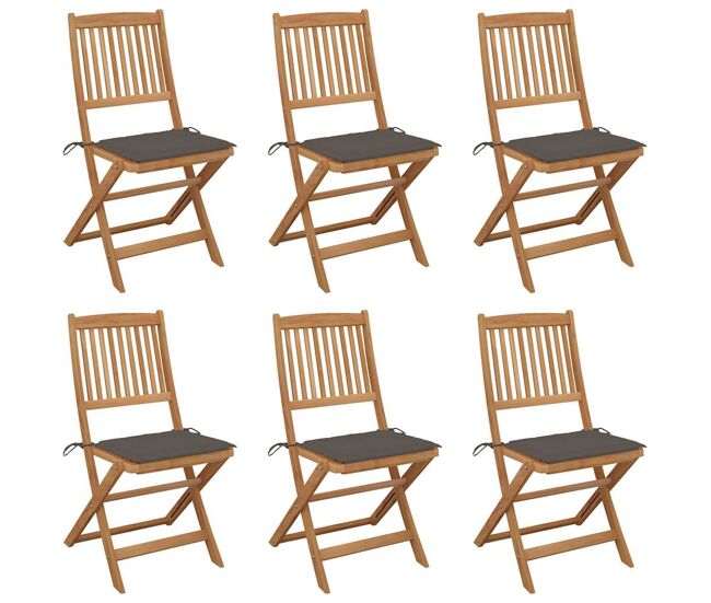Cadeiras de jardim - cadeiras de exterior dobráveis c/ almofadões 6 pcs acácia maciça