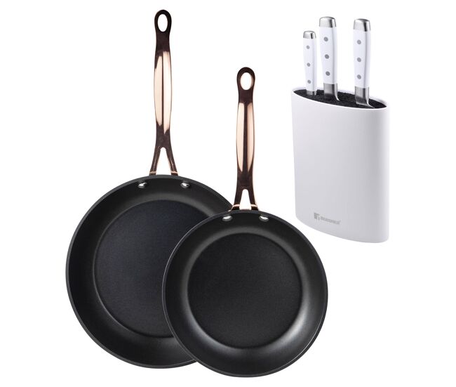 Frigideiras de indução de cobre ø20ø24cm e facas de cozinha