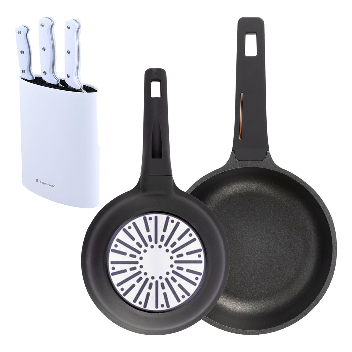 Frigideiras de indução copper ø20ø24cm e facas de cozinha