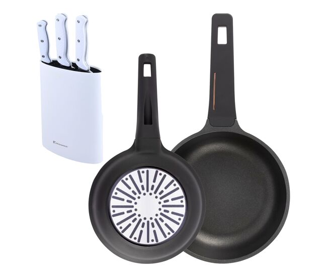 Frigideiras de indução copper ø20ø24cm e facas de cozinha