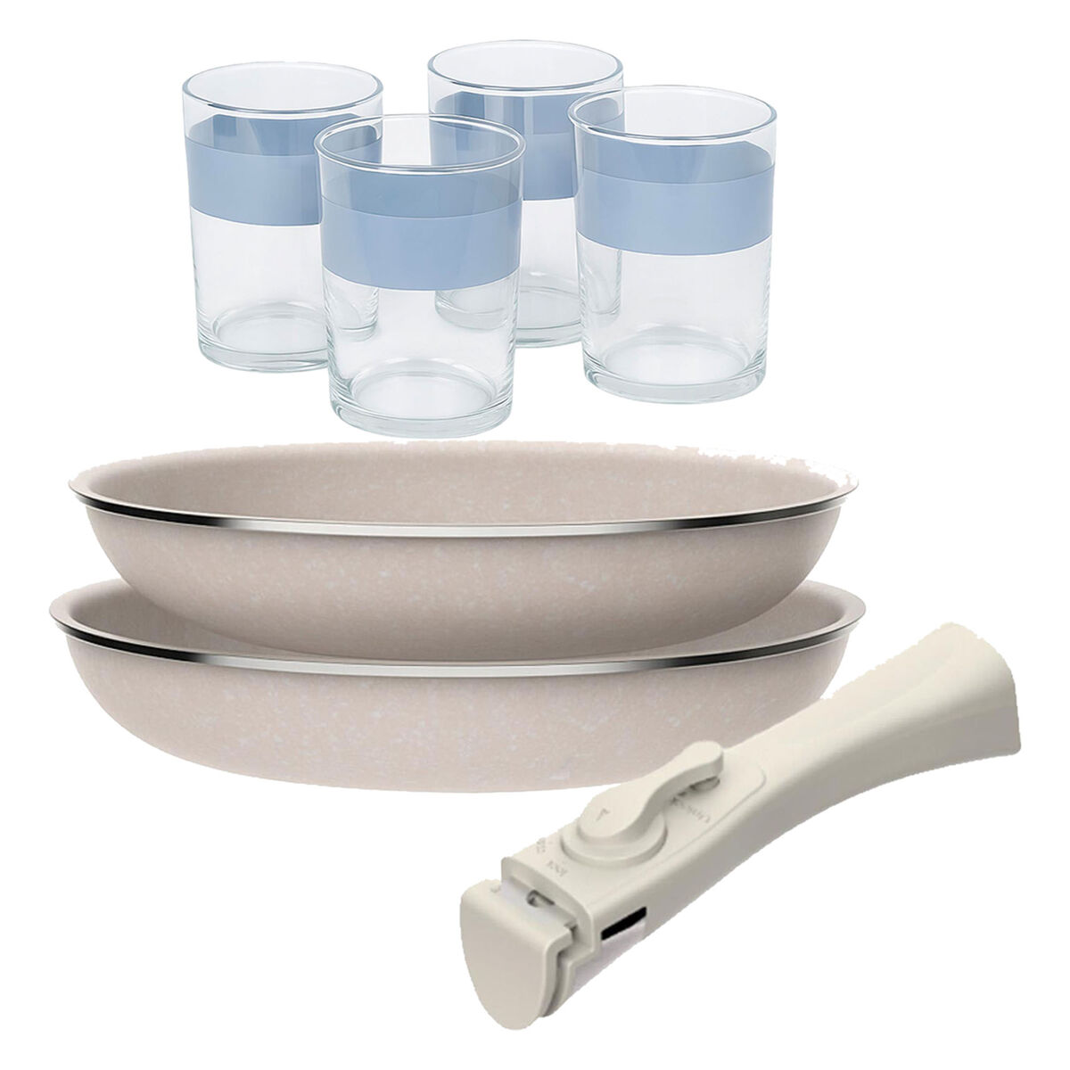 Frigideiras de indução click&cook ø24ø28cm e 4 copos de 0,5l