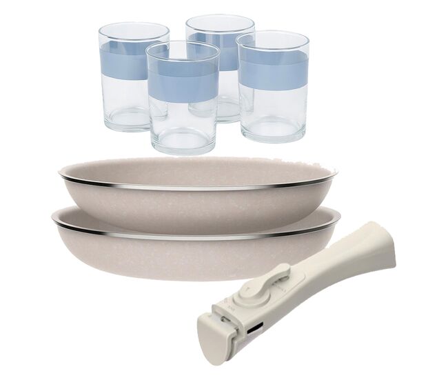 Frigideiras de indução click&cook ø24ø28cm e 4 copos de 0,5l