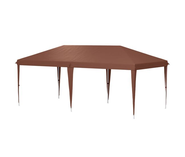 Outsunny tenda dobrável gazebo 6x3 m pop-up, toldo com altura ajustável em 3 níveis, proteção uv e saco de transporte para campismo e festas castanho