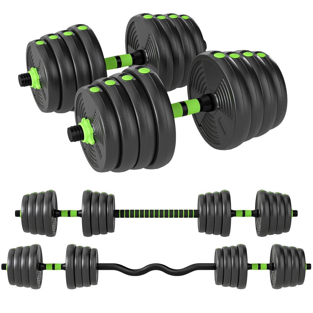 Sportnow conjunto de halteres ajustáveis 3 em 1 30 kg conjunto de pesos com barras de conexão e pegas antiderrapantes pesos e halteres para exercício