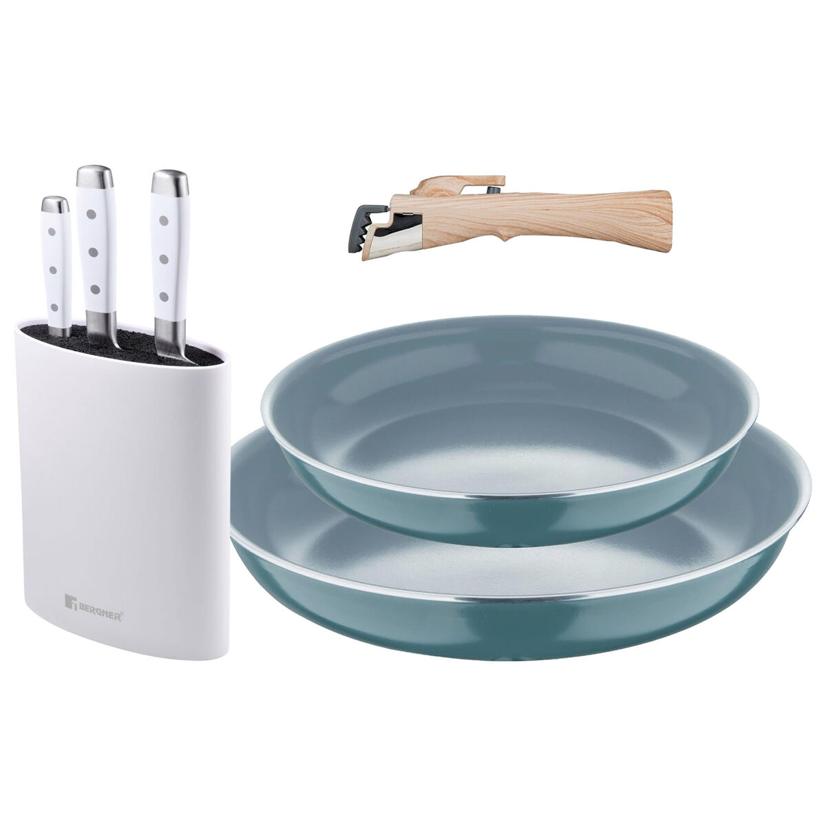 Frigideiras de indução click&cook ø22ø26cm e facas de cozinha