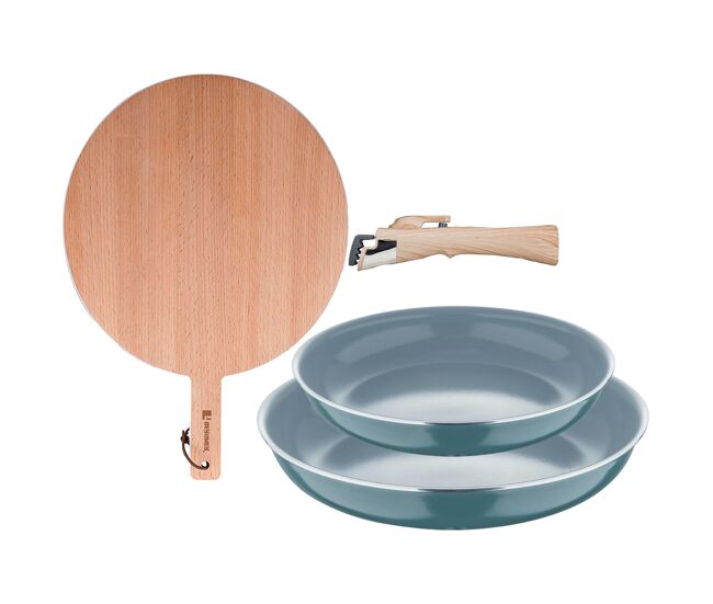 Frigideiras de indução click&cook ø22ø26cm e tábua de corte