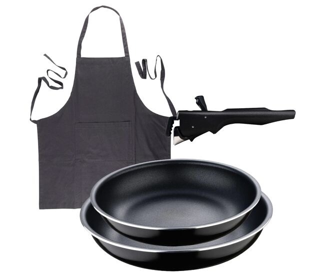 Frigideiras de indução click&cook ø22ø26cm e avental cinza